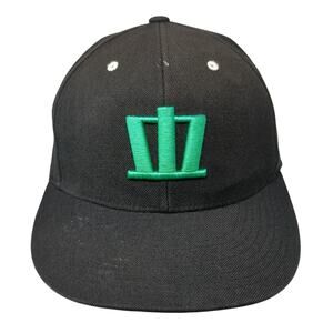 Mada Fitted Baseball Cap Black Medium Embroidered 6 Panel Wool Blend